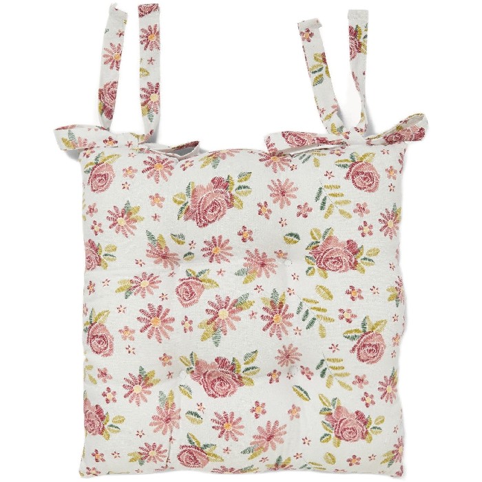 home-textiles/kitchen-textiles/coincasa-panama-cotton-chair-cushion-with-laces-and-rose-print-white