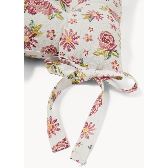 home-textiles/kitchen-textiles/coincasa-panama-cotton-chair-cushion-with-laces-and-rose-print-white
