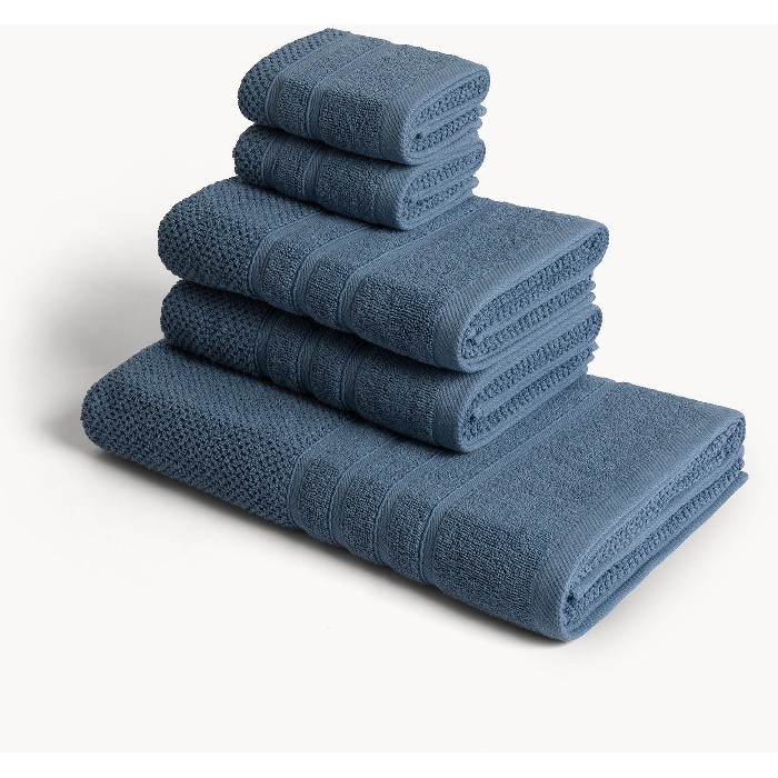 home-textiles/bath-linen-towels/coincasa-set-of-5-pure-cotton-towels-blue