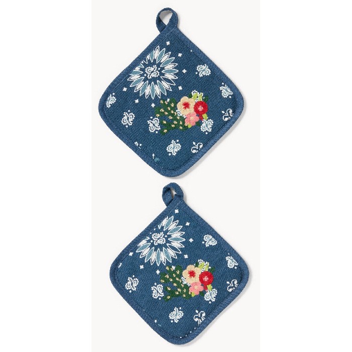 home-textiles/kitchen-textiles/coincasa-pure-cotton-oven-mitt-with-bandana-print-and-embroidery-blue-6809868