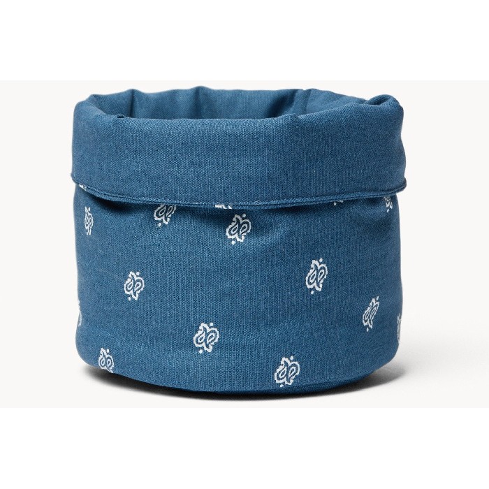 tableware/centrepieces-fruit-bowls/coincasa-pure-cotton-basket-with-bandana-print-and-embroidery-blue