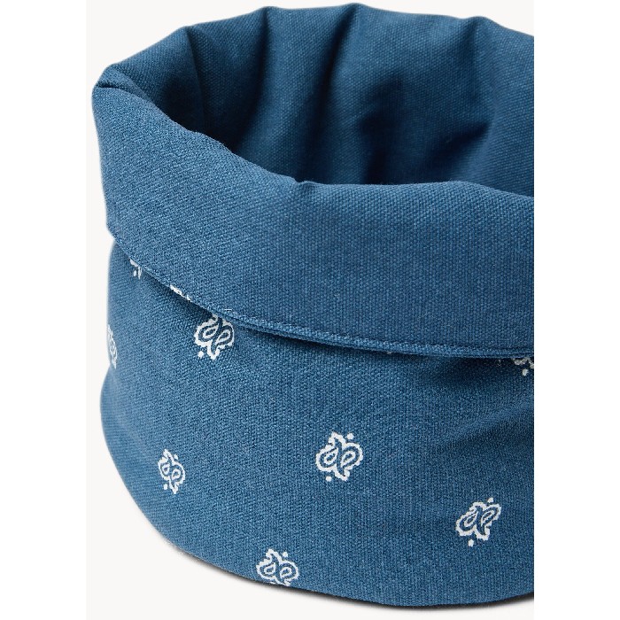 tableware/centrepieces-fruit-bowls/coincasa-pure-cotton-basket-with-bandana-print-and-embroidery-blue