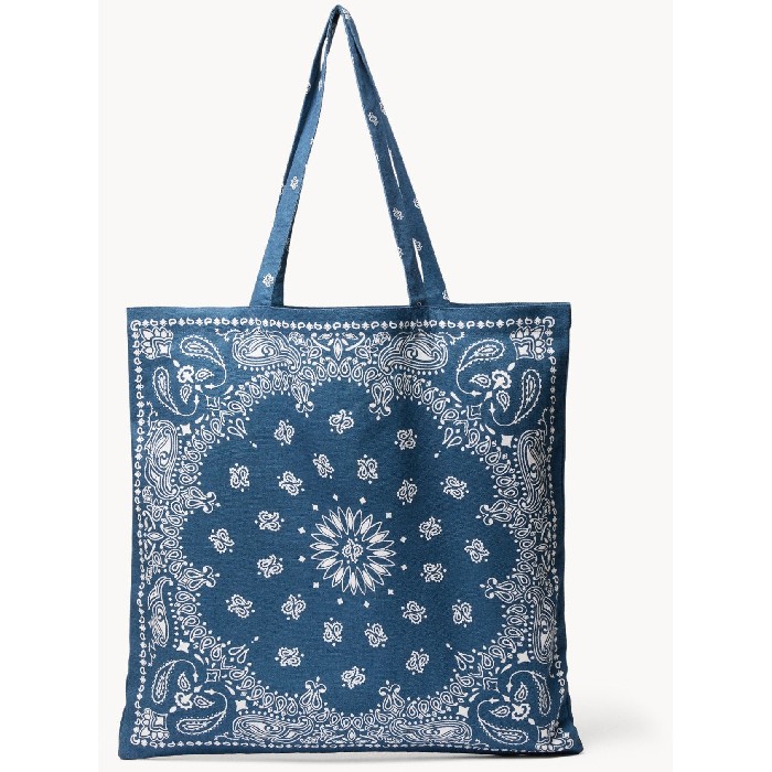 household-goods/shopping-trolleys-bags/coincasa-pure-cotton-shopper-with-bandana-print-blue