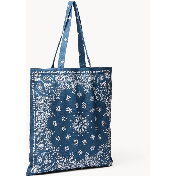 household-goods/shopping-trolleys-bags/coincasa-pure-cotton-shopper-with-bandana-print-blue