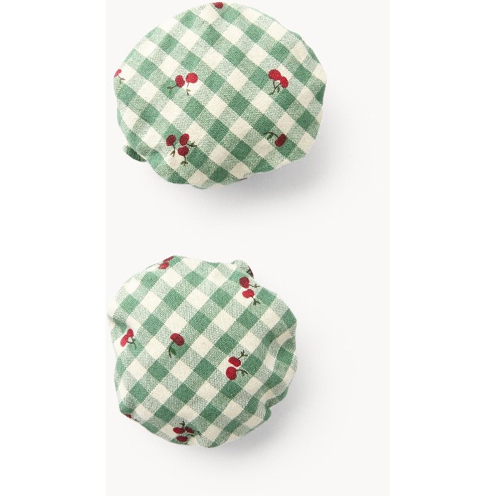 home-textiles/kitchen-textiles/coincasa-set-of-2-pure-cotton-gingham-jam-jar-covers-with-cherry-print-and-ruffles-green