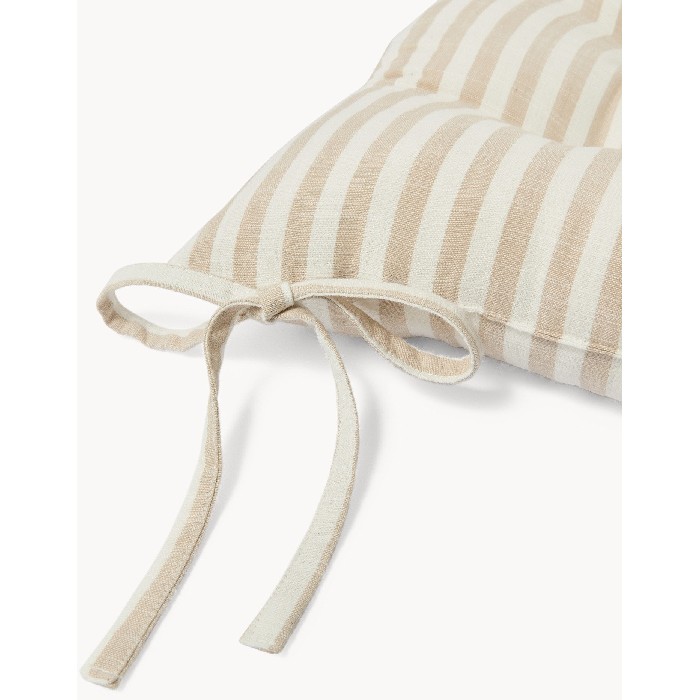 home-textiles/kitchen-textiles/coincasa-striped-yarn-dyed-pure-cotton-chair-cushion-beige