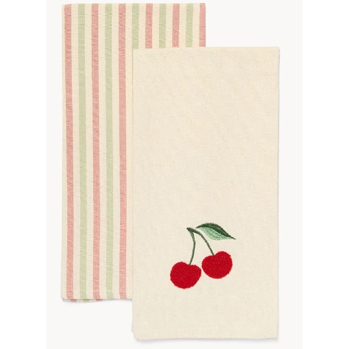 home-textiles/kitchen-textiles/coincasa-set-of-2-pure-cotton-tea-towels-with-cherry-embroidery