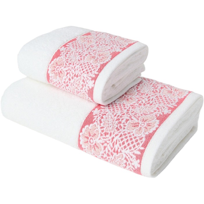 home-textiles/bath-linen-towels/coincasa-cotton-terry-towel-with-jacquard-floral-border-red