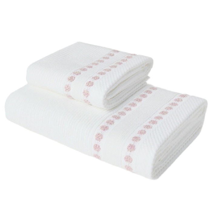 home-textiles/bath-linen-towels/coincasa-cotton-terry-towel-with-polka-dot-border-100cm-x-50cm