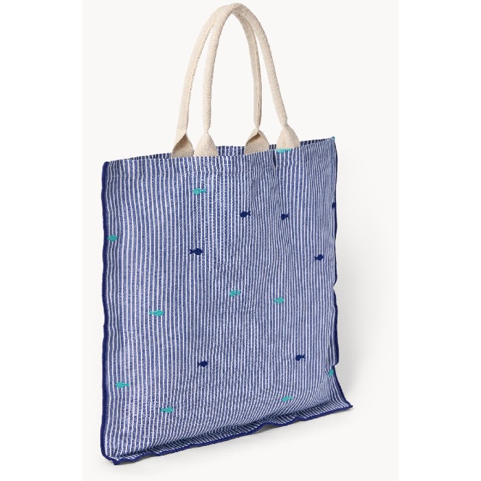 household-goods/shopping-trolleys-bags/coincasa-striped-cotton-tote-bag-with-fish-embroidery-6812892