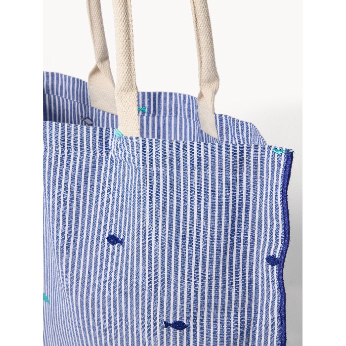 household-goods/shopping-trolleys-bags/coincasa-striped-cotton-tote-bag-with-fish-embroidery-6812892