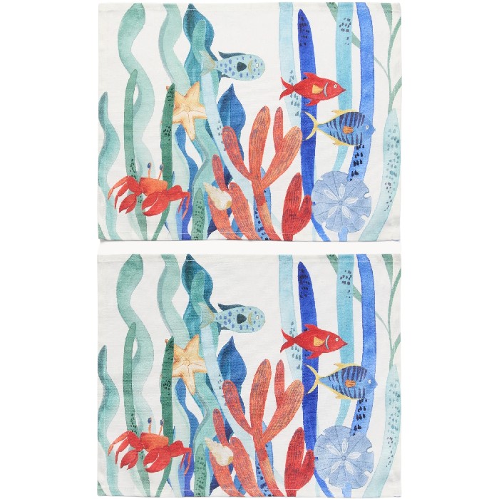 tableware/placemats-coasters-trivets/coincasa-set-of-2-cotton-twill-placemats-with-seabed-print-6813081
