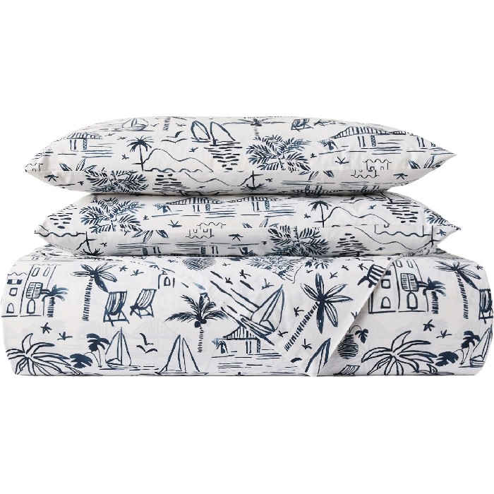 home-textiles/bedspreads-duvets-quilts/coincasa-cotton-percale-flat-sheet-nautical-pattern-6814094