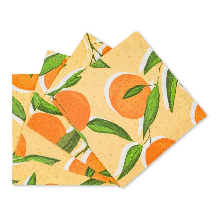 home-textiles/kitchen-textiles/coincasa-set-of-4-orange-print-cotton-panama-napkins