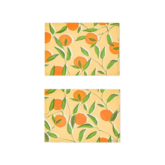 tableware/placemats-coasters-trivets/promo-coincasa-set-of-2-panama-cotton-placemats-with-orange-print