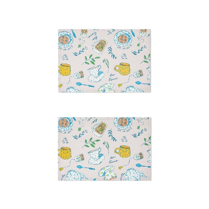 tableware/placemats-coasters-trivets/promo-coincasa-set-of-2-panama-cotton-placemats-with-cup-print