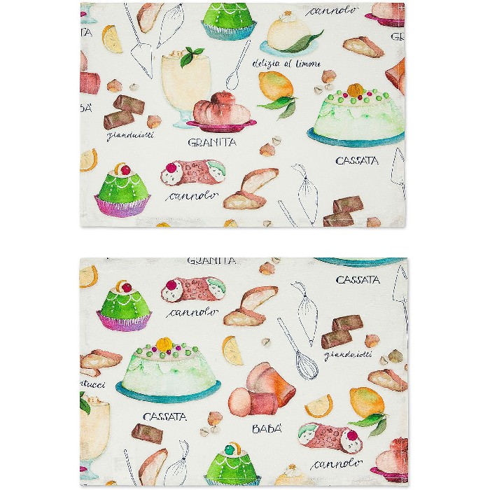 tableware/placemats-coasters-trivets/promo-coincasa-set-of-2-panama-cotton-placemats-with-dessert-print-7409134