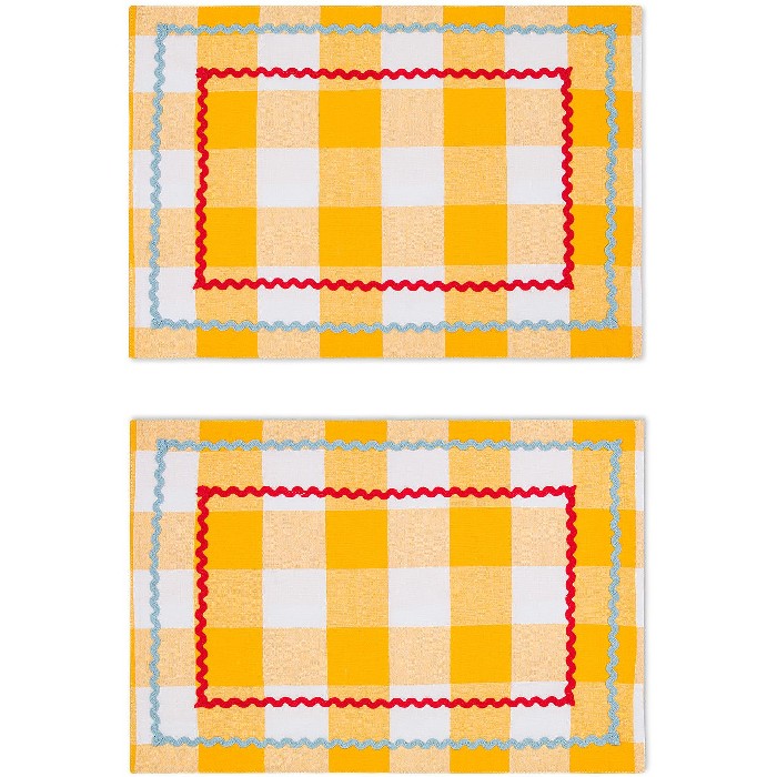tableware/placemats-coasters-trivets/coincasa-set-of-2-placemats-with-ribbed-check-motif-in-pure-yarn-dyed-cotton-7410326
