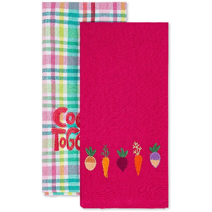 home-textiles/kitchen-textiles/coincasa-set-of-2-pure-cotton-tea-towels-with-vegetable-embroidery