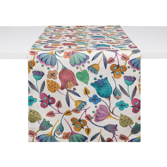 home-textiles/table-cloths-runners/coincasa-cotton-runner-floral-print-multicolor