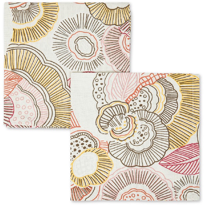 tableware/miscellaneous-tableware/coincasa-set-of-2-panama-napkins-in-pure-cotton-with-floral-print-brown