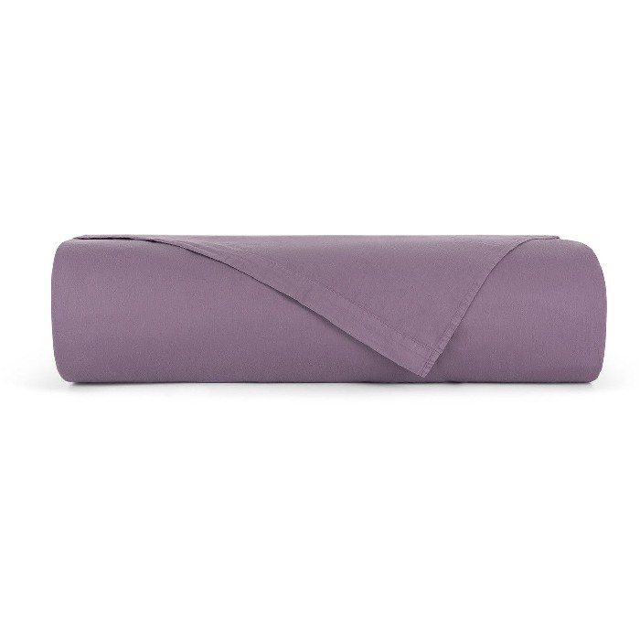 home-textiles/bed-sheets/coincasa-yarn-dyed-washed-cotton-satin-flat-sheet-purple