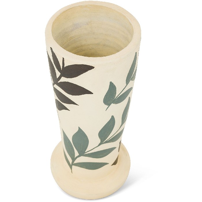 home-decor/vases/coincasa-terracotta-vase-with-leaf-decoration-white