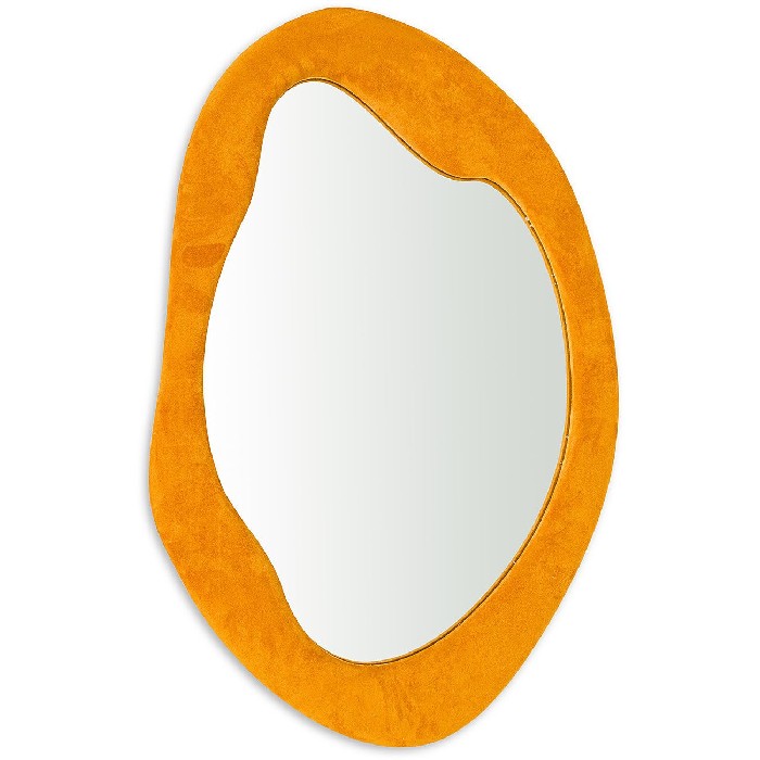 home-decor/mirrors/coincasa-mirror-with-velvet-effect-frame-ocra-yellow