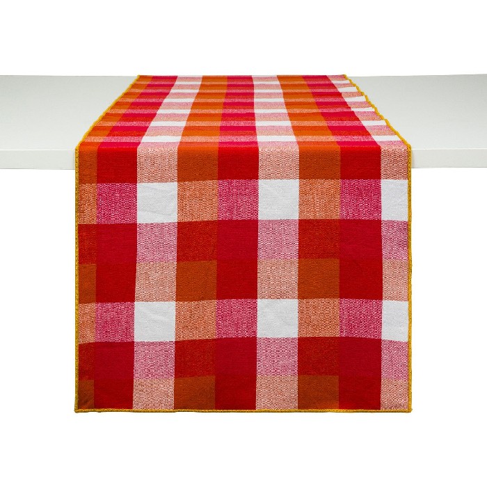 home-textiles/table-cloths-runners/coincasa-pure-cotton-yarn-dyed-table-runner-with-check-pattern-yellow