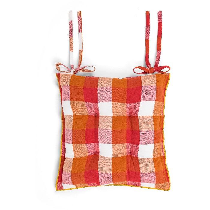 home-textiles/cushions-cushion-covers/coincasa-pure-cotton-yarn-dyed-chair-cushion-with-check-pattern-yellow