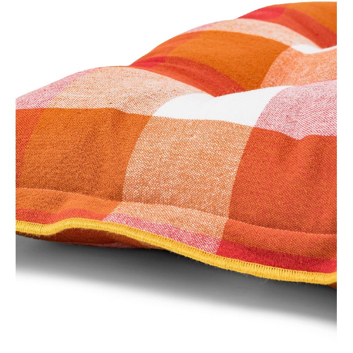 home-textiles/cushions-cushion-covers/coincasa-pure-cotton-yarn-dyed-chair-cushion-with-check-pattern-yellow