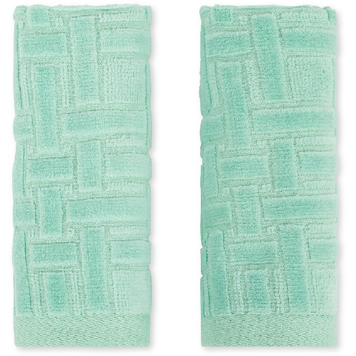 home-textiles/bath-linen-towels/coincasa-set-of-2-washcloths-in-pure-cotton-with-geometric-relief-pattern-mint
