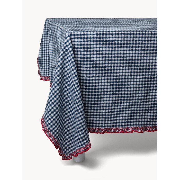 home-textiles/table-cloths-runners/coincasa-pure-cotton-gingham-tablecloth-with-floral-ruffle-7467300