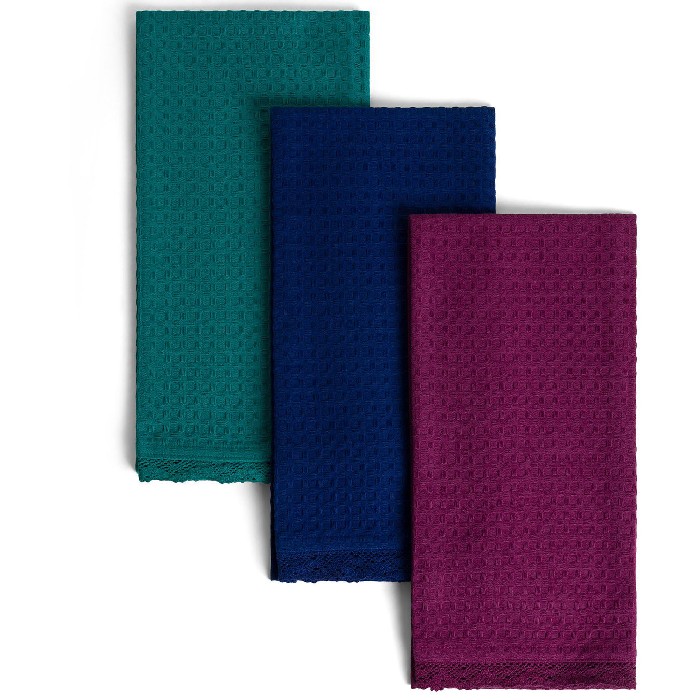 home-textiles/kitchen-textiles/coincasa-set-of-3-pure-cotton-tea-towels-with-honeycomb-and-lace