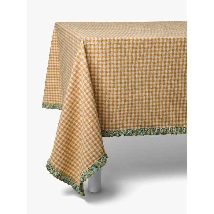 home-textiles/table-cloths-runners/coincasa-pure-cotton-gingham-tablecloth-with-floral-ruffle-7467312