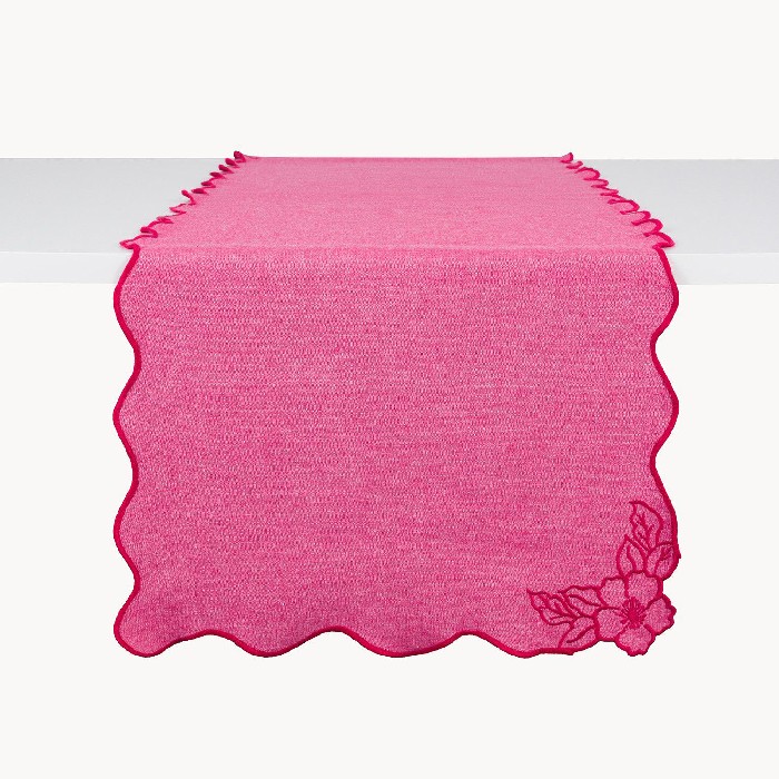 home-textiles/table-cloths-runners/coincasa-cotton-chambray-runner-with-flower-embroidery-and-scalloped-edges