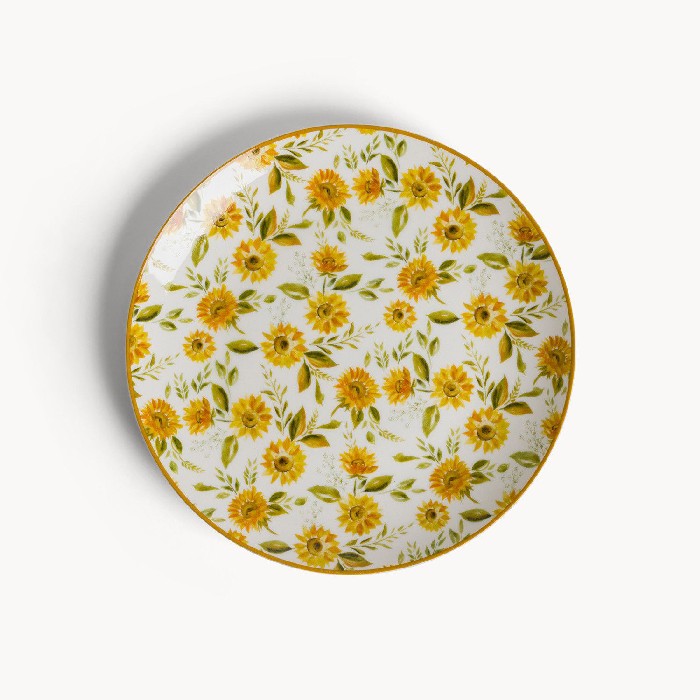tableware/plates-bowls/coincasa-new-bone-china-fruit-plate-with-sunflower-motif