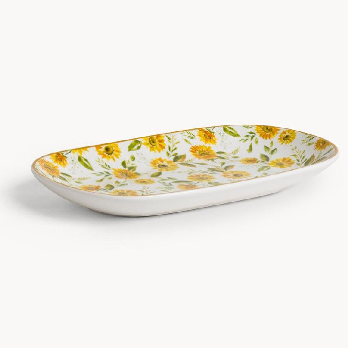tableware/serveware/coincasa-new-bone-china-oval-saucer-with-sunflower-motif