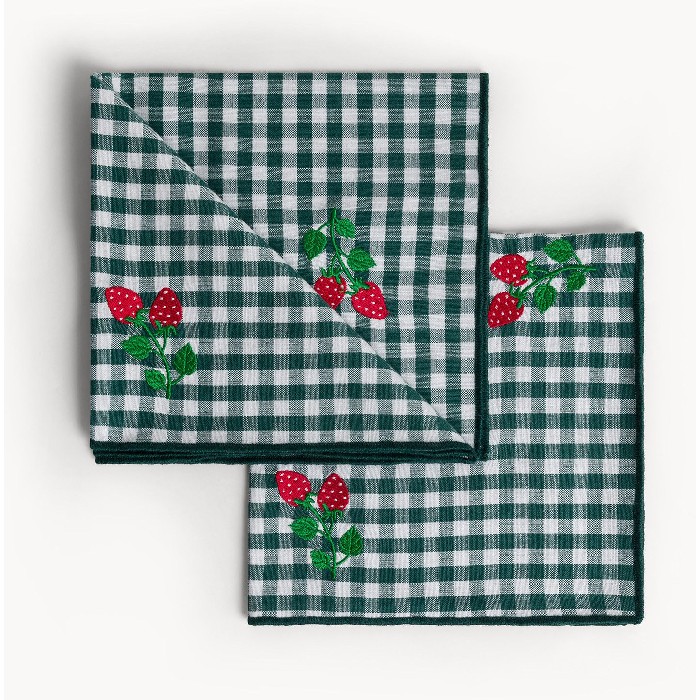 tableware/miscellaneous-tableware/coincasa-set-of-2-vichy-cotton-napkins-with-strawberry-embroidery-7467380