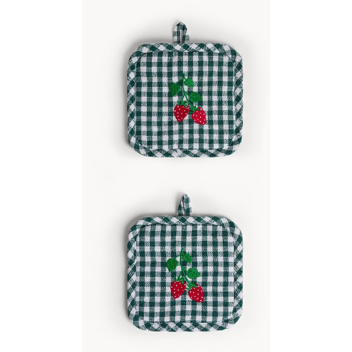 home-textiles/kitchen-textiles/coincasa-set-of-2-vichy-cotton-pot-holders-with-strawberry-embroidery-7467386