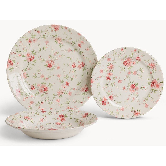 tableware/plates-bowls/coincasa-set-of-18-flower-ceramic-plates-7467832