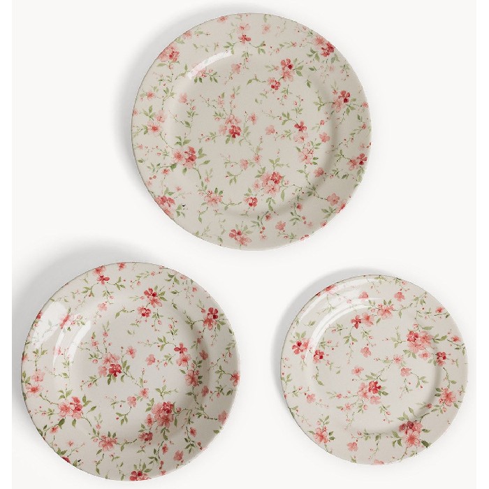 tableware/plates-bowls/coincasa-set-of-18-flower-ceramic-plates-7467832