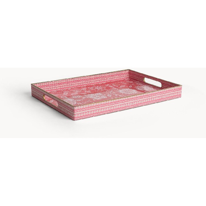 tableware/serveware/coincasa-tray-with-handles-with-flower-decoration