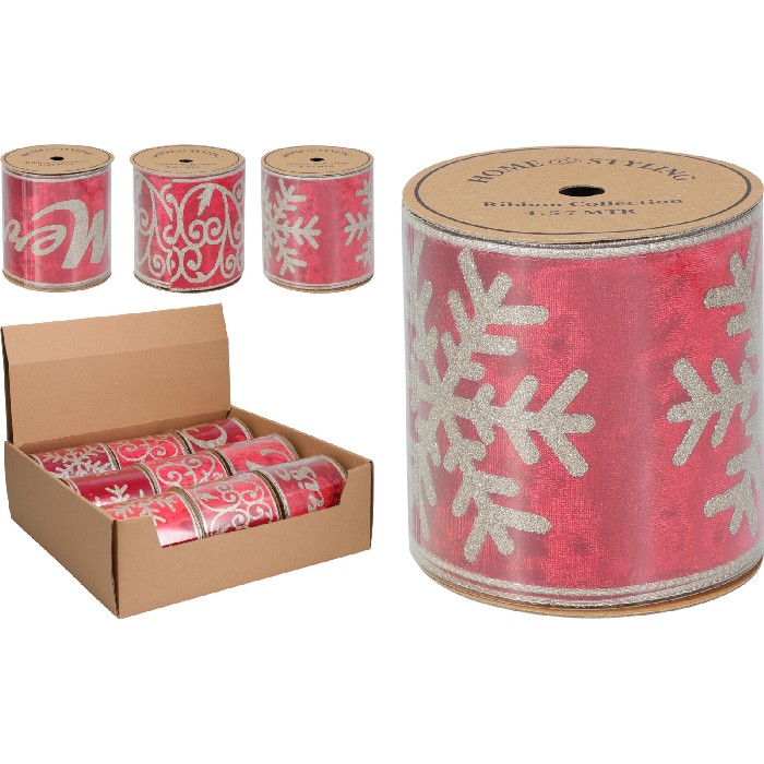 christmas/wrapping-paper-ribbons/red-ribbon-–-450cm-x-10cm-3-assorted-designs