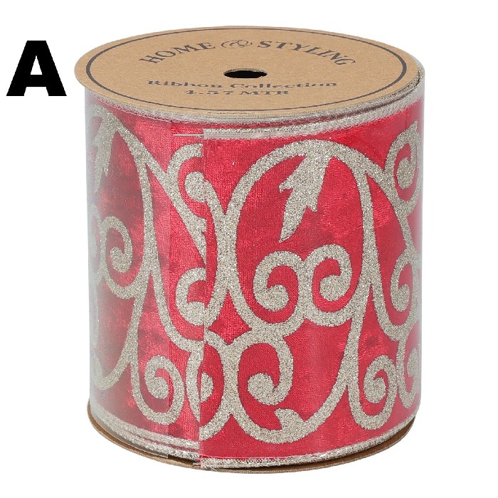 christmas/wrapping-paper-ribbons/red-ribbon-–-450cm-x-10cm-3-assorted-designs