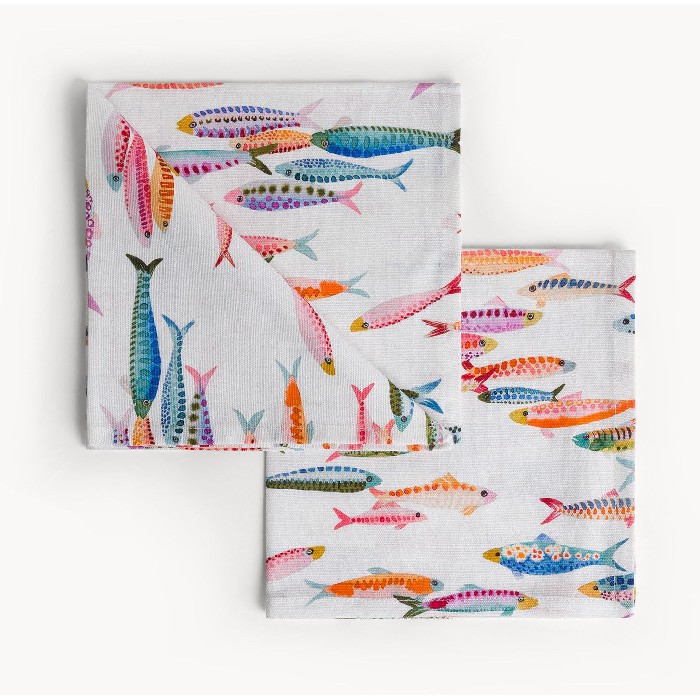 tableware/miscellaneous-tableware/coincasa-set-of-2-pure-cotton-panama-napkins-with-fish-print