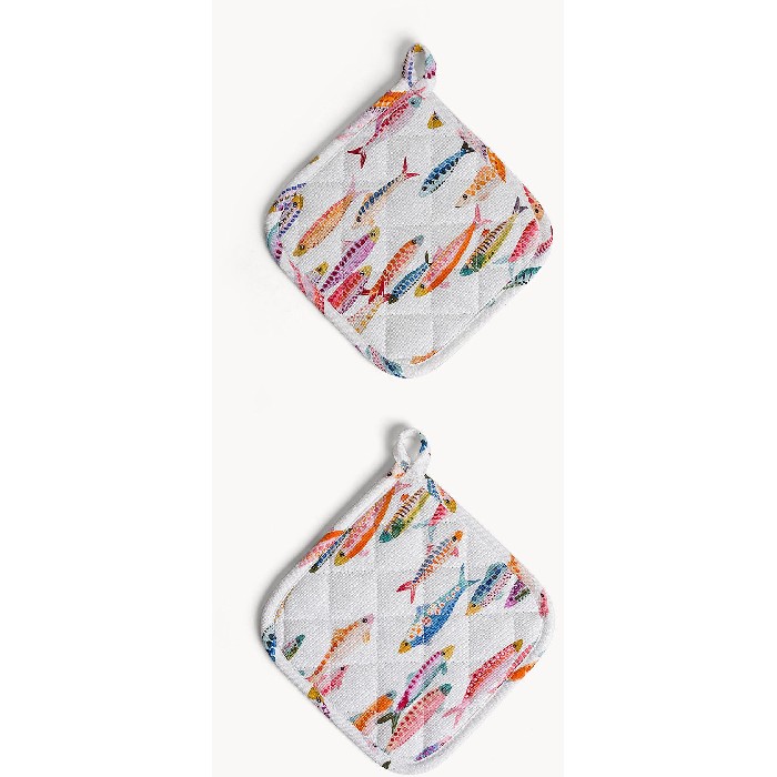 home-textiles/kitchen-textiles/coincasa-set-of-2-pure-cotton-panama-pot-holders-with-fish-print