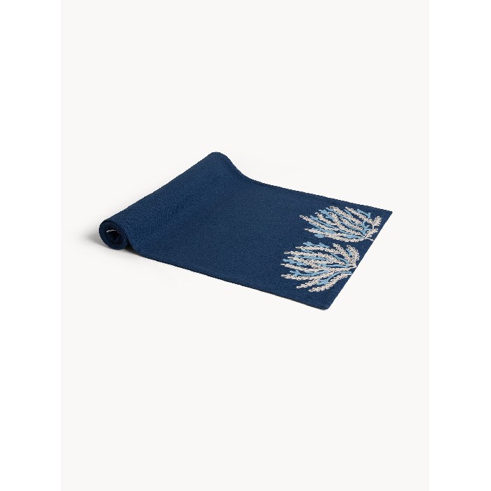 home-textiles/table-cloths-runners/coincasa-pure-cotton-runner-with-marine-embroidery-blue