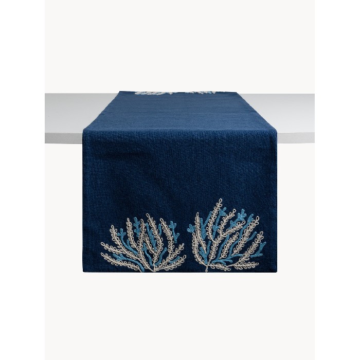 home-textiles/table-cloths-runners/coincasa-pure-cotton-runner-with-marine-embroidery-blue