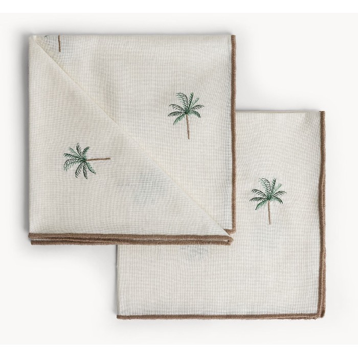 tableware/miscellaneous-tableware/coincasa-set-of-2-pure-cotton-napkins-with-embroidered-palms